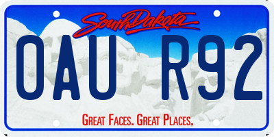SD license plate 0AUR92