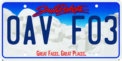 SD license plate 0AVF03
