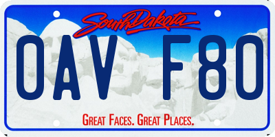 SD license plate 0AVF80