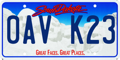 SD license plate 0AVK23
