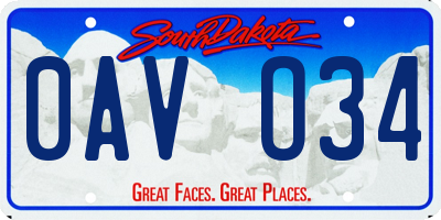 SD license plate 0AVO34