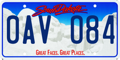 SD license plate 0AVO84