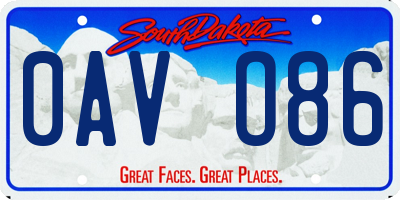 SD license plate 0AVO86