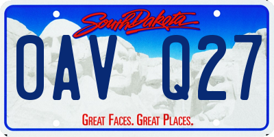 SD license plate 0AVQ27