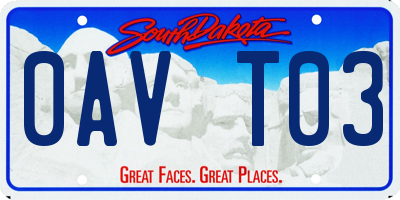 SD license plate 0AVT03