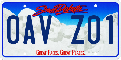 SD license plate 0AVZ01