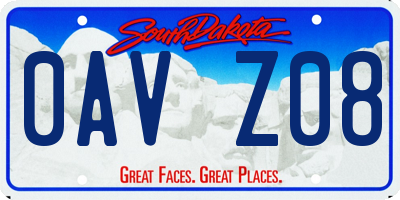 SD license plate 0AVZ08