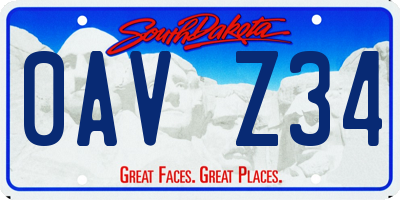 SD license plate 0AVZ34