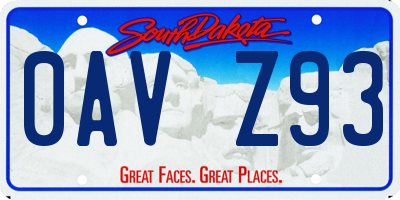 SD license plate 0AVZ93