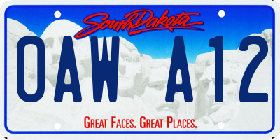 SD license plate 0AWA12