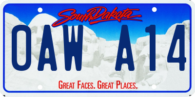 SD license plate 0AWA14