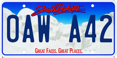 SD license plate 0AWA42