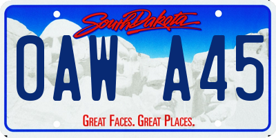 SD license plate 0AWA45