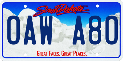 SD license plate 0AWA80