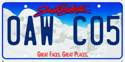 SD license plate 0AWC05