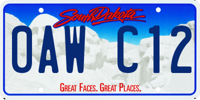 SD license plate 0AWC12