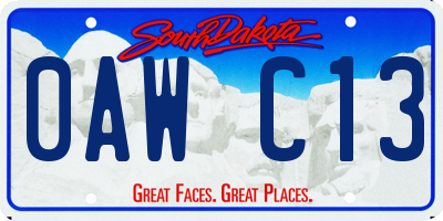 SD license plate 0AWC13