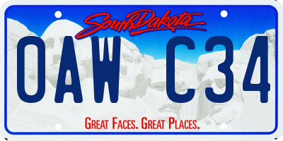 SD license plate 0AWC34