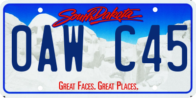 SD license plate 0AWC45