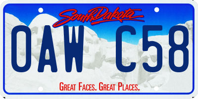 SD license plate 0AWC58
