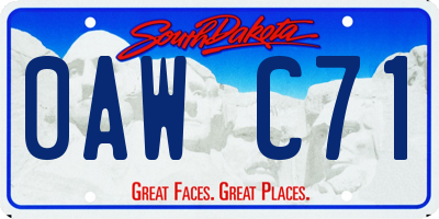 SD license plate 0AWC71