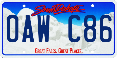 SD license plate 0AWC86