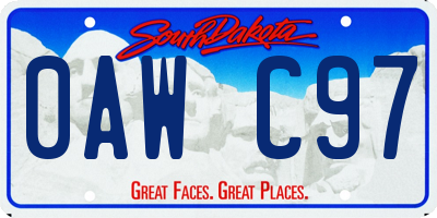 SD license plate 0AWC97