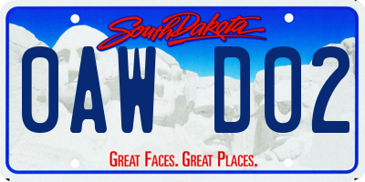 SD license plate 0AWD02