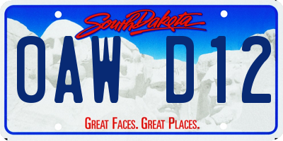 SD license plate 0AWD12