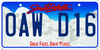 SD license plate 0AWD16