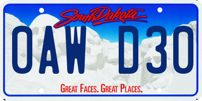 SD license plate 0AWD30