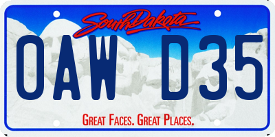 SD license plate 0AWD35