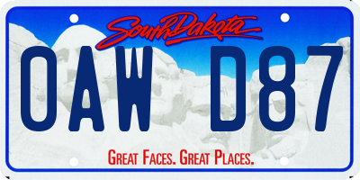 SD license plate 0AWD87