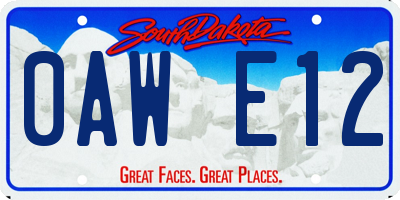 SD license plate 0AWE12