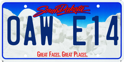 SD license plate 0AWE14