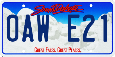 SD license plate 0AWE21