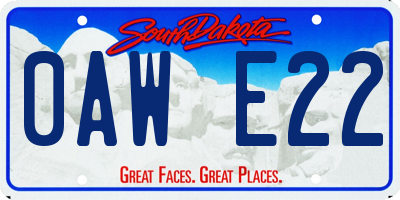 SD license plate 0AWE22