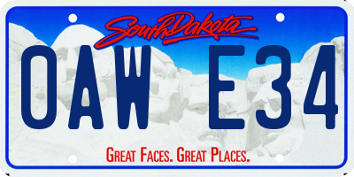 SD license plate 0AWE34