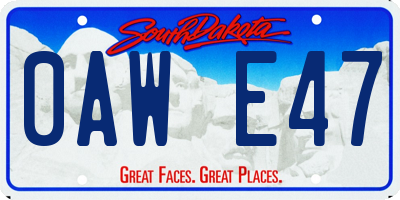SD license plate 0AWE47