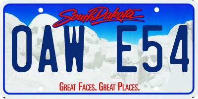 SD license plate 0AWE54