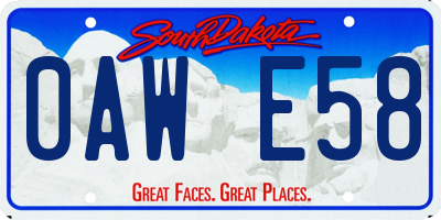 SD license plate 0AWE58
