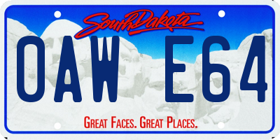 SD license plate 0AWE64