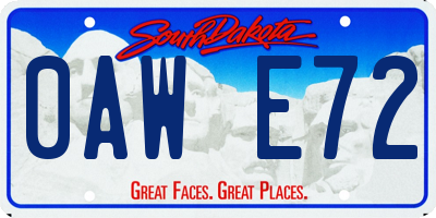SD license plate 0AWE72