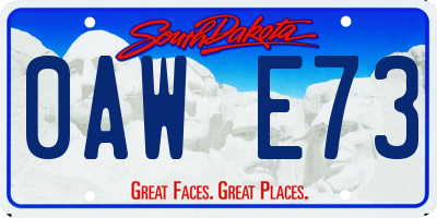SD license plate 0AWE73