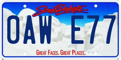 SD license plate 0AWE77
