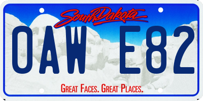 SD license plate 0AWE82