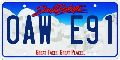 SD license plate 0AWE91