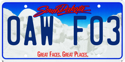 SD license plate 0AWF03