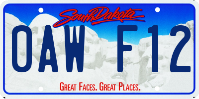 SD license plate 0AWF12