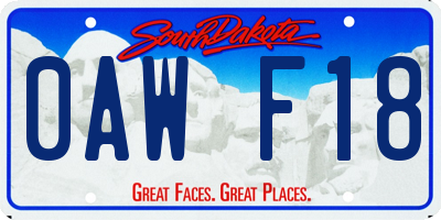 SD license plate 0AWF18